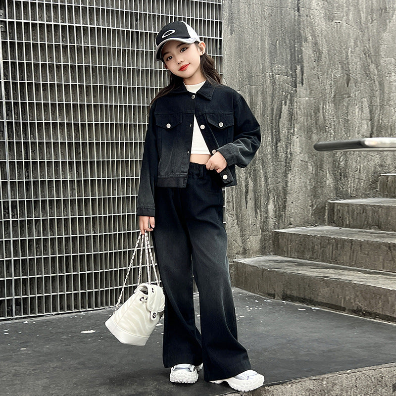 WZH191124-18 طقم جينز قطعتين ( جكيت + بنطلون)