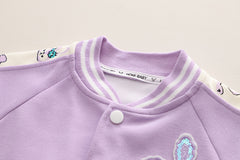 SSN040924-7 طقم بناتي قطن دافي خريفي ربيعي 3 قطع ( جكيت + بنطلون + حقيبة )