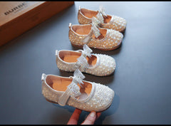 WDY260924-1 حذاء بناتي للمناسبات مزين الستراس والدانتيل