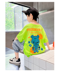 FU14042024-52 طقم ولادي صيفي قطعتين ( بلوزة + بنطلون)