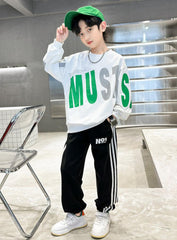 WZS040924-6 طقم ولادي قطني خريفي ربيعي قطعتين ( بلوزة + بنطلون)