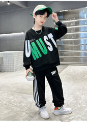 WZS040924-6 طقم ولادي قطني خريفي ربيعي قطعتين ( بلوزة + بنطلون)