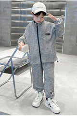 WZ261124-9 بدلة خريفي شتوي مصوفة تقيلة كتير قطعتين ( جكيت + بنطلون)