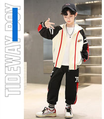 WZS040924-15 طقم ولادي قطني قطعتين تريننج ( جكيت + بنطلون)