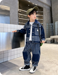 RM1227-16 طقم جينز ولادي قطعتين ( جكيت + بنطلون )