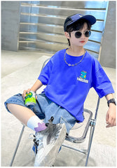 FU14042024-12 طقم ولادي صيفي قطعتين ( بلوزة + بنطلون)