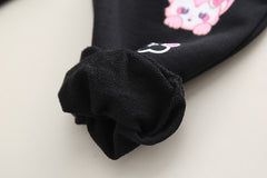 SSN040924-29 طقم بناتي قطن دافي خريفي ربيعي قطعتين ( بلوزة + بنطلون)