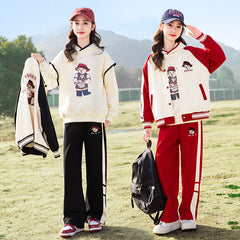 RM090424-3 بدلة سبورت قطني بناتي 3 قطع ( بلوزة + جكيت + بنطلون )