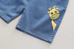 SSX220824-65 طقم ولادي صيفي قطعتين ( بلوزة + شورت)