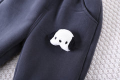 SSX220824-36 طقم ولادي شتوي تقيل مبطن فرو بالكامل قطعتين ( بلوزة + بنطلون)