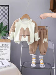 SSN040924-42  طقم ولادي قطن دافي خريفي ربيعي قطعتين (بلوزة + بنطلون )