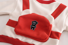 SSX220824-51 طقم ولادي شتوي تقيل مبطن فرو بالكامل قطعتين ( بلوزة + بنطلون) وعلى ظهر الطقم حقيبة