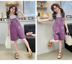 RM150424-15 طقم بناتي صيفي قطعتين ( بلوزة + افرهول)