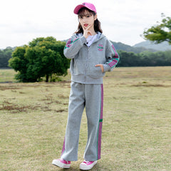 RM090424-7 طقم رياضي قطني بناتي قطعتين ( جكيت + بنطلون)