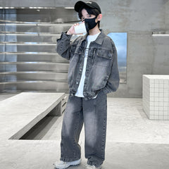 WZH301124-34 طقم ولادي جينز قطعتين ( جكيت + بنطلون)