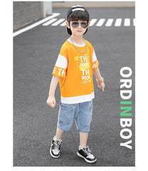 FU14042024-64 طقم ولادي صيفي قطعتين ( بلوزة + بنطلون)