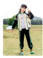 HBC040924-10 طقم بناتي شتوي مبطن فرو قطعتين ( جكيت + بنطلون)