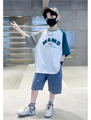 FU14042024-60 طقم ولادي صيفي قطعتين ( بلوزة + بنطلون)