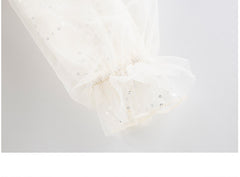 RM1231-03 فستان بناتي مزين بالبرق والشيفون مع ببيونة ستان