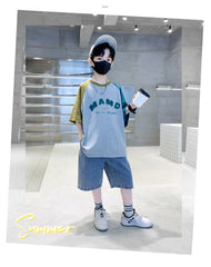 FU14042024-60 طقم ولادي صيفي قطعتين ( بلوزة + بنطلون)