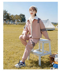 HBC040924-2 طقم بناتي شتوي مبطن فرو بالكامل قطعتين ( جكيت + بنطلون )