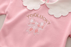 SSN040924-21 طقم بناتي قطن تقيل خريفي ربيعي قطعتين ( بلوزة + بنطلون)