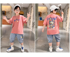 FU14042024-53 طقم ولادي قطعتين ( بلوزة + بنطلون)