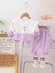 SSN040924-37  SSX220824-115 طقم بناتي قطن 100% ربيعي خريفي قطعتين ( بلوزة + بنطلون )