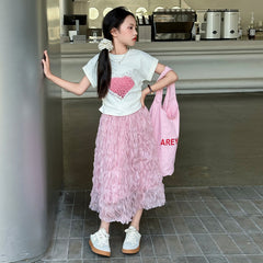 RM150424-37 طقم بناتي صيفي ( بلوزة + تنورة)