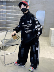 WZH301124-14 ترنج قطن خريفي ربيعي دافي قطعتين ( بلوزة + بنطلون )