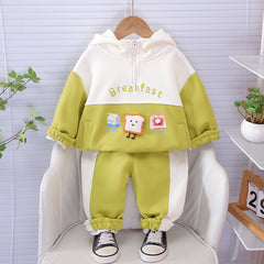 SSX220824-181 ترينج قطن دافي ربيعي خريفي قطعتين ( بلوزة + بنطلون)