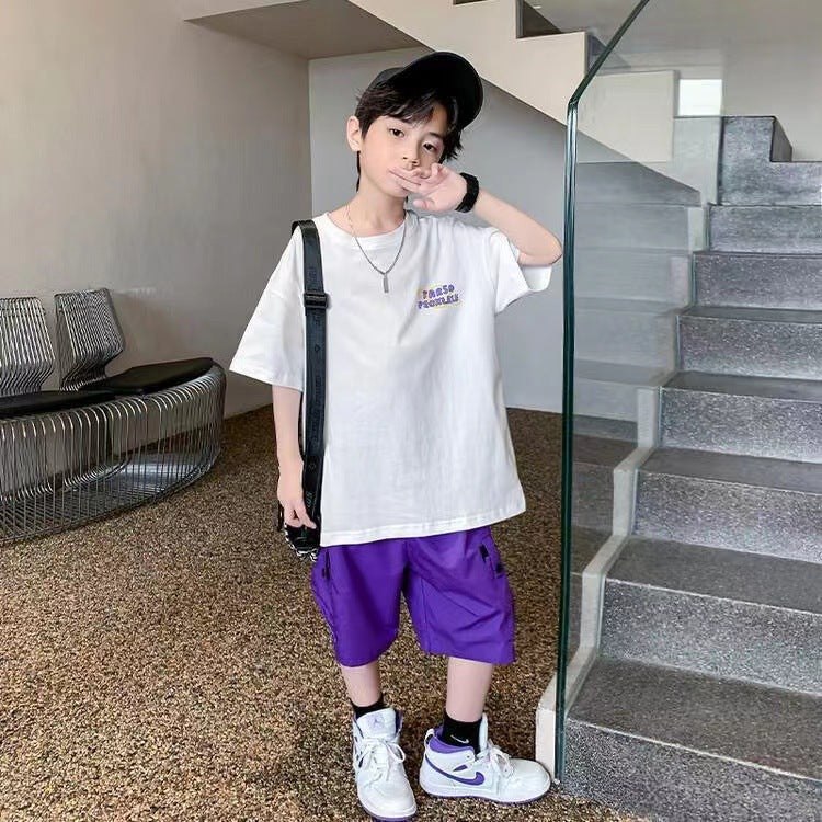 FU14042024-72 طقم ولادي صيفي قطعتين ( بلوزة + بنطلون)