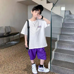 FU14042024-72 طقم ولادي صيفي قطعتين ( بلوزة + بنطلون)