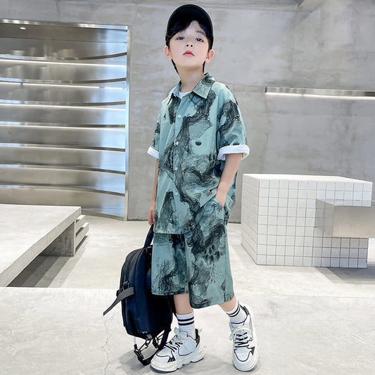 WZH301124-55 طقم ولادي صيفي قطعتين ( قميص + بنطلون)