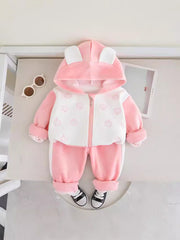 SSN040924-13 طقم بناتي شتوي مبطن فرو من الداخل قطعتين ( جكيت + بنطلون )