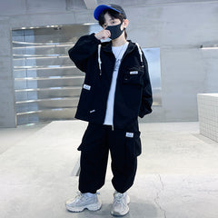 WZ261124-5 ترينج ولادي قطن ربيعي خريفي قطعتين ( جكيت + بنطلون)