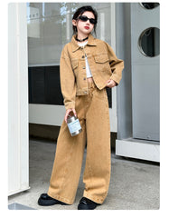 WZH191124-32 طقم جينز قطعتين ( جكيت + بنطلون)