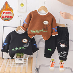 SSX220824-20 طقم شتوي مبطن جواه فرو تقيل قطعتين ( بلوزة + بنطلون)