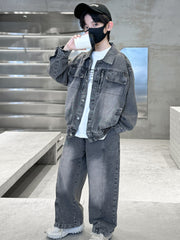 WZH301124-34 طقم ولادي جينز قطعتين ( جكيت + بنطلون)