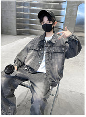 WZH301124-34 طقم ولادي جينز قطعتين ( جكيت + بنطلون)