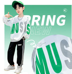 WZS040924-6 طقم ولادي قطني خريفي ربيعي قطعتين ( بلوزة + بنطلون)