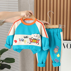 SSX220824-143 ترينج دبدوب قطن ربيعي خريفي قطعتين (بلوزة + بنطلون)