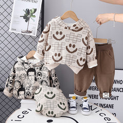 SSX220824-60 طقم ولادي شتوي تقيل مبطن فرو بالكامل قطعتين ( بلوزة + بنطلون)