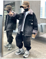 WZH301124-62 طقم شتوي ولادي مناسب للتلج وللبرد الشديد مبطن فرو بالكامل