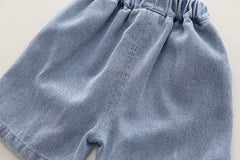 SSX220824-1 طقم ولادي قطعتين نخب اول ( بلوزة قطنية + شورت جينز )