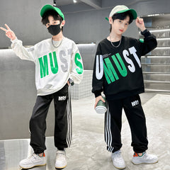 WZS040924-6 طقم ولادي قطني خريفي ربيعي قطعتين ( بلوزة + بنطلون)