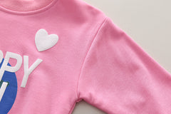 SSN040924-17 طقم بناتي ربيعي خريفي قطن دافي قطعتين ( بلوزة + بنطلون)