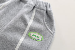 SSX220824-19 طقم ولادي شتوي تقيل مبطن فرو بالكامل قطعتين ( بلوزة + بنطلون)