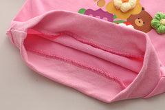 SSN040924-18 طقم بناتي ربيعي خريفي قطن دافي قطعتين ( بلوزة + بنطلون)