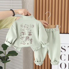 SSX220824-147 ترينج ولادي خريفي ربيعي قطعتين ( بلوزة + بنطلون)